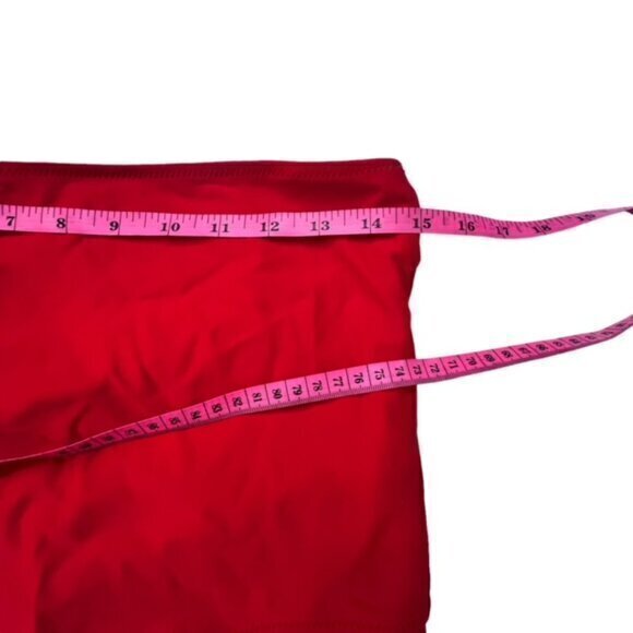 Solid Red Swimsuit Bottoms Swim Briefs Front Decorative Straps Detailing EUC 5XL - Picture 6 of 8